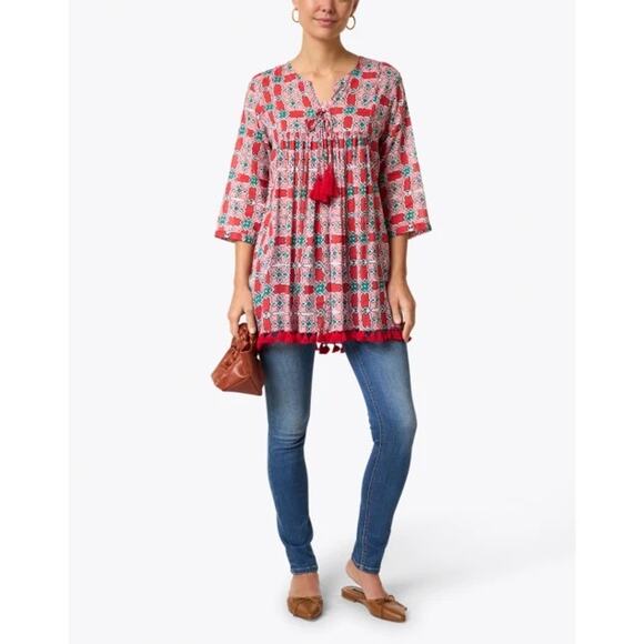 MSRP $195 Ro’s Garden Babydoll Fringed Cotton Top Size XL | SAME DAY SHIP - Picture 1 of 8